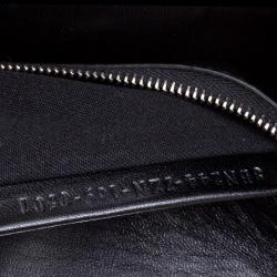 Pre Owned Fendi Black Leather Mini Peekaboo Allover Flowers Black Edition Top Handle Bag