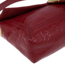 Pre Owned Fendi Red Patent Leather Logo Envelope Clutch