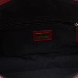 Pre Owned Fendi Red Patent Leather Logo Envelope Clutch