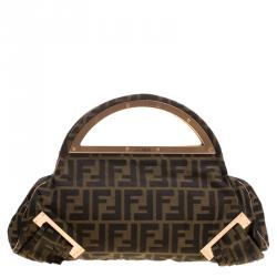 Pre Owned Fendi Tobacco Zucca Canvas Borsa Smile Clutch