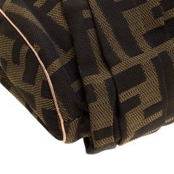 Pre Owned Fendi Tobacco Zucca Canvas Borsa Smile Clutch