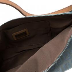 Pre Owned Fendi Blue Zucchino Canvas Shoulder Bag