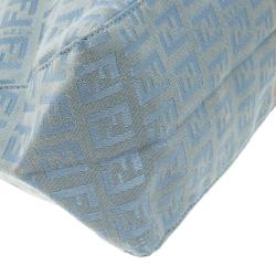 Pre Owned Fendi Blue Zucchino Canvas Shoulder Bag