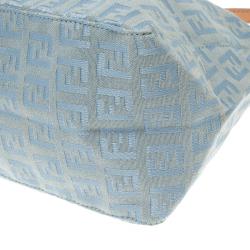 Pre Owned Fendi Blue Zucchino Canvas Shoulder Bag