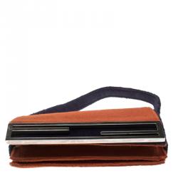 Pre Owned Fendi Orange/Purple Calfhair Flap Shoulder Bag