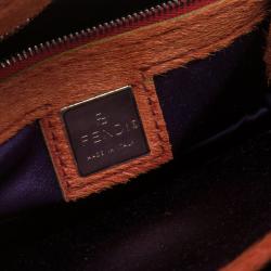 Pre Owned Fendi Orange/Purple Calfhair Flap Shoulder Bag