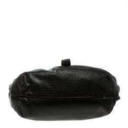 Pre Owned Fendi Dark Brown Pebbled Leather Spy Bag