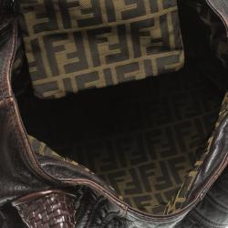 Pre Owned Fendi Dark Brown Pebbled Leather Spy Bag