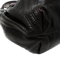 Pre Owned Fendi Dark Brown Pebbled Leather Spy Bag