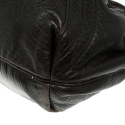 Pre Owned Fendi Dark Brown Pebbled Leather Spy Bag
