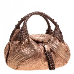 Pre Owned Fendi Bronze Leather Baby Spy Bag
