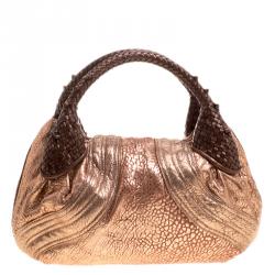 Pre Owned Fendi Bronze Leather Baby Spy Bag