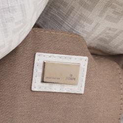 Pre Owned Fendi White Zucchino Coated Canvas Mama Forever Shoulder Bag