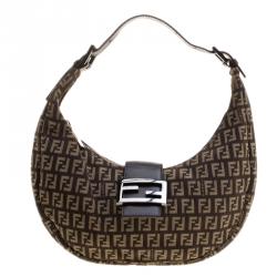 Pre Owned Fendi Tobacco Zucchino Canvas Hobo