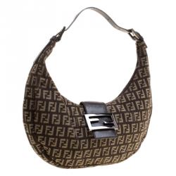 Pre Owned Fendi Tobacco Zucchino Canvas Hobo