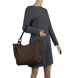 Pre Owned Fendi Tobacco Zucca Canvas Chef Shopper Tote