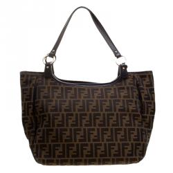 Pre Owned Fendi Tobacco Zucca Canvas Chef Shopper Tote