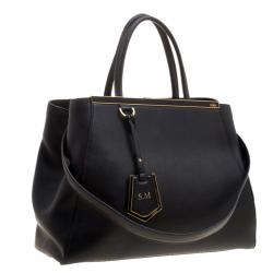 Pre Owned Fendi Black Saffiano Leather 2Jours Tote