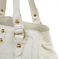 Pre Owned Fendi White Patent Leather Satchel