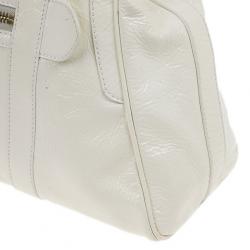 Pre Owned Fendi White Patent Leather Satchel
