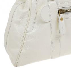Pre Owned Fendi White Patent Leather Satchel