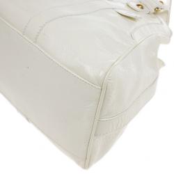 Pre Owned Fendi White Patent Leather Satchel