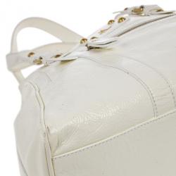 Pre Owned Fendi White Patent Leather Satchel