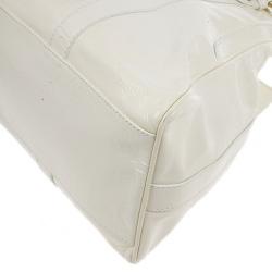 Pre Owned Fendi White Patent Leather Satchel