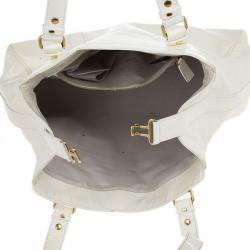 Pre Owned Fendi White Patent Leather Satchel