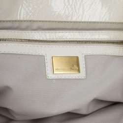 Pre Owned Fendi White Patent Leather Satchel