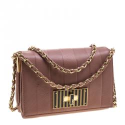 Pre Owned Fendi Pastel Beige Leather Claudia Shoulder Bag