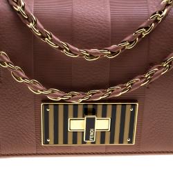 Pre Owned Fendi Pastel Beige Leather Claudia Shoulder Bag