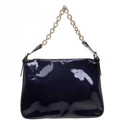 Pre Owned Fendi Navy Blue Patent Leather Mama Forever Shoulder Bag