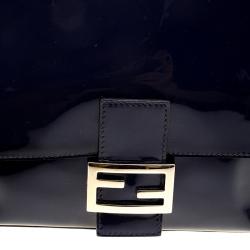 Pre Owned Fendi Navy Blue Patent Leather Mama Forever Shoulder Bag