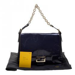Pre Owned Fendi Navy Blue Patent Leather Mama Forever Shoulder Bag