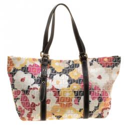 Pre Owned Fendi Multicolor Zucchino Canvas Superstar Shopping Tote
