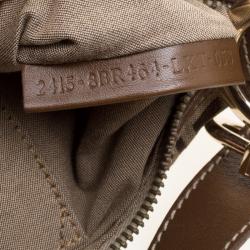 Pre Owned Fendi Brown Zucchino Canvas and Leather Front Pocket Shoulder Bag