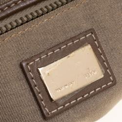 Pre Owned Fendi Brown Zucchino Canvas and Leather Front Pocket Shoulder Bag