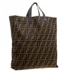 Pre Owned Fendi Zucca Canvas Vertical Shopper Tote