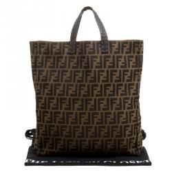 Pre Owned Fendi Zucca Canvas Vertical Shopper Tote