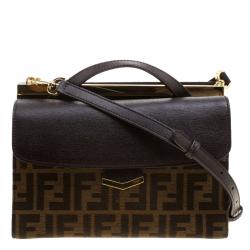 Pre Owned Fendi Tobacco Zucca Canvas and Leather Demi Jour Shoulder Bag