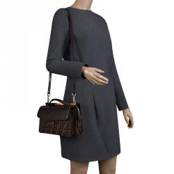 Pre Owned Fendi Tobacco Zucca Canvas and Leather Demi Jour Shoulder Bag