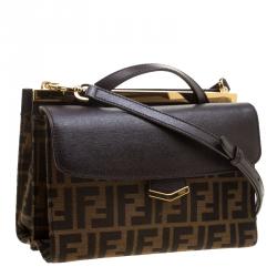 Pre Owned Fendi Tobacco Zucca Canvas and Leather Demi Jour Shoulder Bag