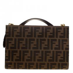 Pre Owned Fendi Tobacco Zucca Canvas and Leather Demi Jour Shoulder Bag