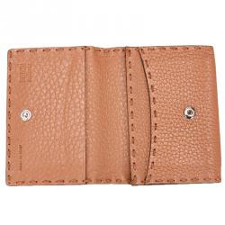 Pre Owned Fendi Brown Selleria Leather Card Holder