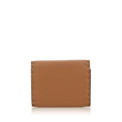 Pre Owned Fendi Brown Selleria Leather Card Holder