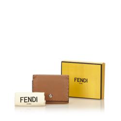 Pre Owned Fendi Brown Selleria Leather Card Holder