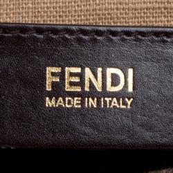 Pre Owned Fendi Black Leather Pequin Tonal Strip Shoulder Bag