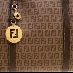 Pre Owned Fendi Brown Zucchino Coated Canvas Superstar Shopping Tote