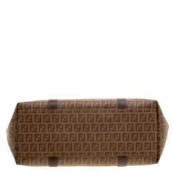 Pre Owned Fendi Brown Zucchino Coated Canvas Superstar Shopping Tote